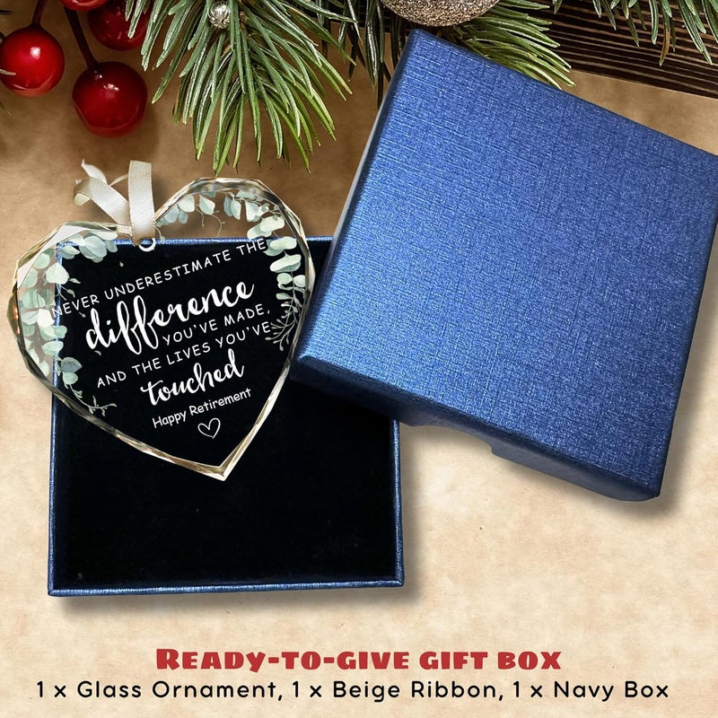 TEEBIM Retirement Gifts - Retirement Gifts for Women, Men 2025 - Retired Ornament 2025 - Retired Gift for Coworker, Boss, Employee, Teacher, Nurse, Woman, Man - Glass Christmas Ornament Keepsake - Image 4